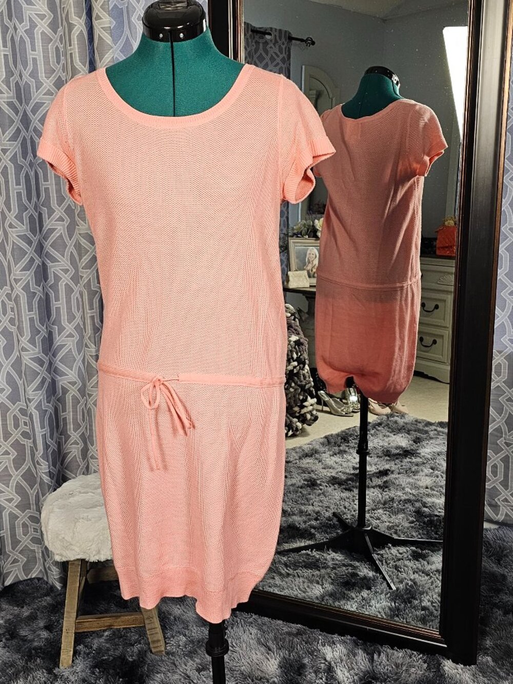 New York & Company Peach Knit Dress, Size S